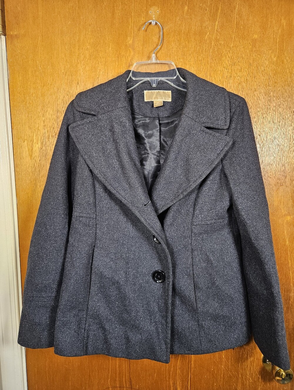 MICHAEL KORS Women’s Dark Gray Lined Wool Blend Pea Coat Jacket Size Small